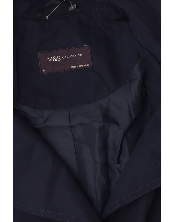 Trench Coat feminino Marks & Spencer Reino Unido 8 pequeno poliéster azul marinho
