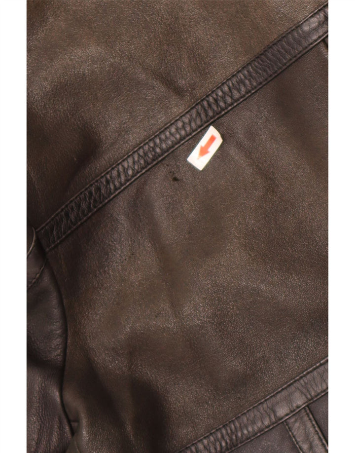 Jaqueta de couro masculina vintage UK 36 pequena marrom