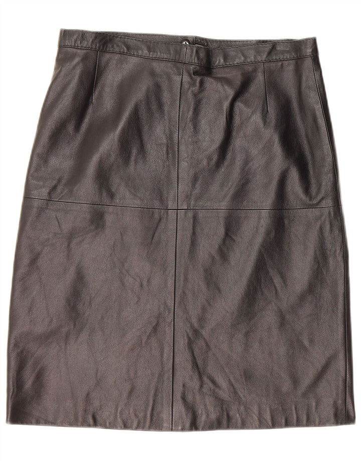 Saia de couro feminina vintage W30 couro preto médio