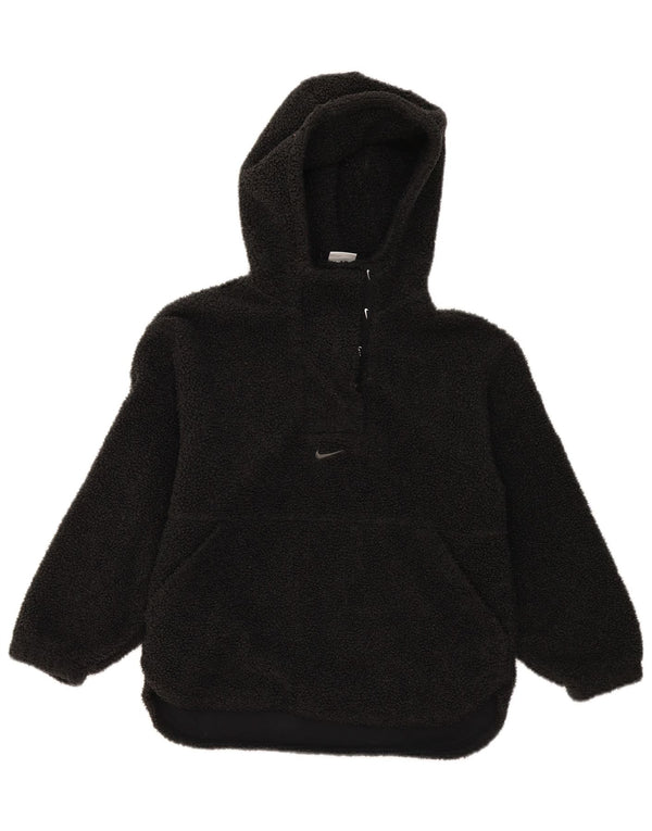 Jumper com capuz de lã Nike feminino Therma-Fit UK 14 poliéster preto médio