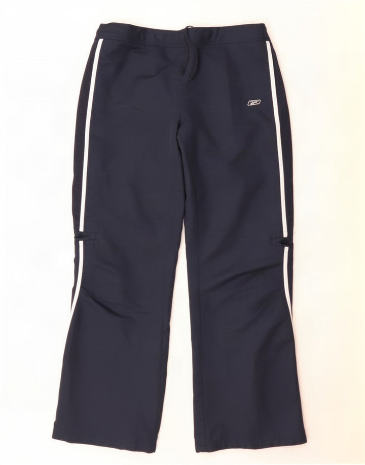 Calça de treino feminina Reebok UK 16 grande poliéster azul marinho