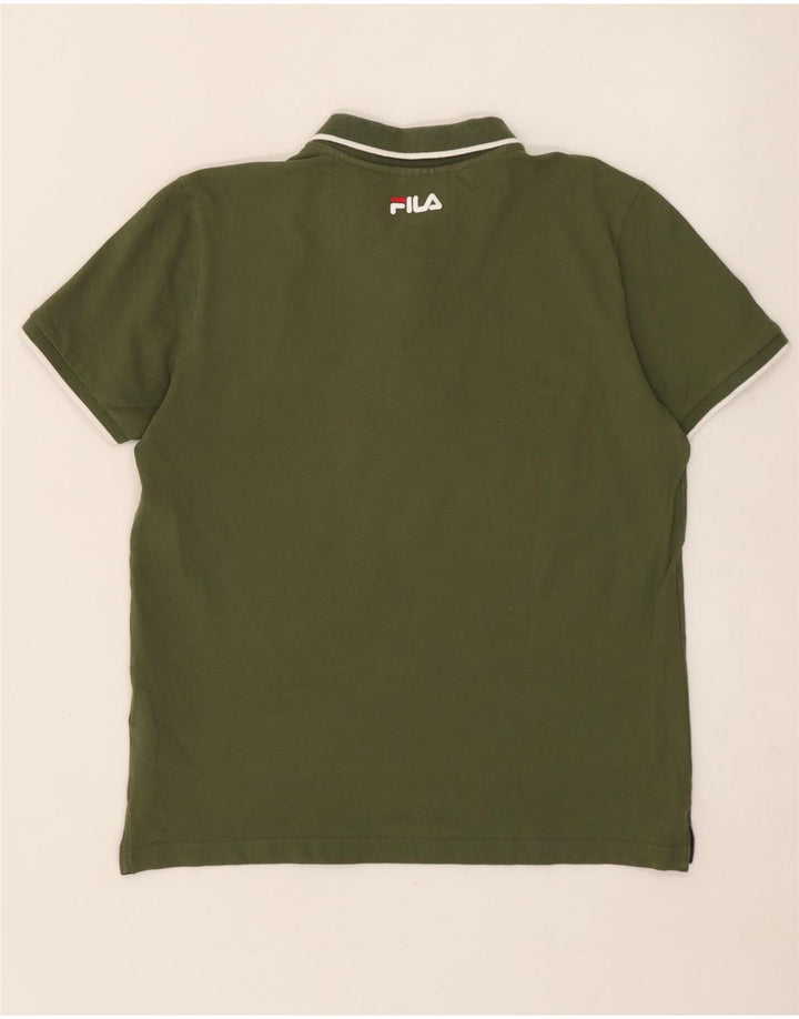 Camisa polo masculina FILA de algodão cáqui médio