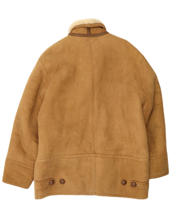 Jaqueta masculina Morlands Double Breasted Shearling UK 36 pequena marrom