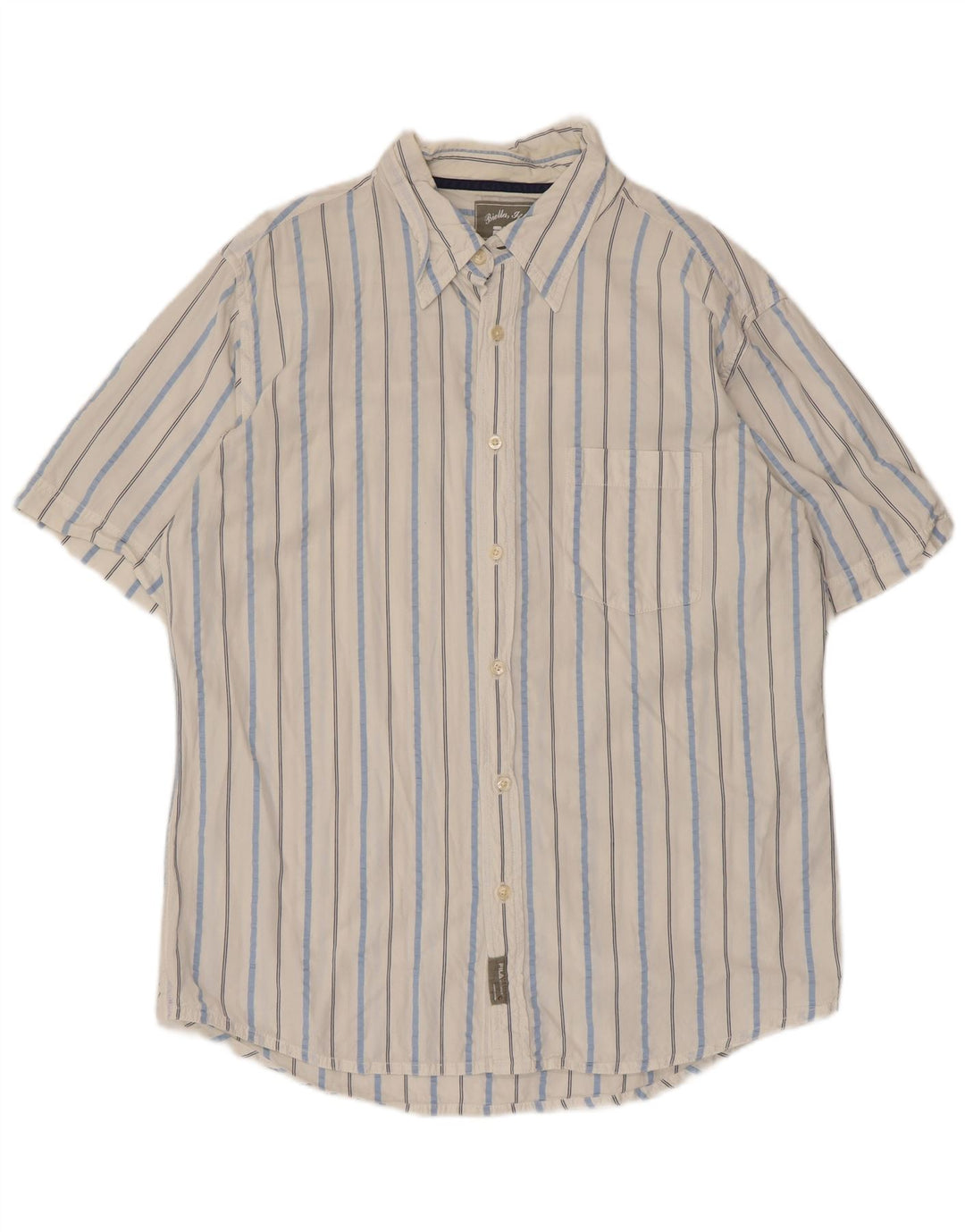 Fila Camisa masculina de manga curta grande listra branca