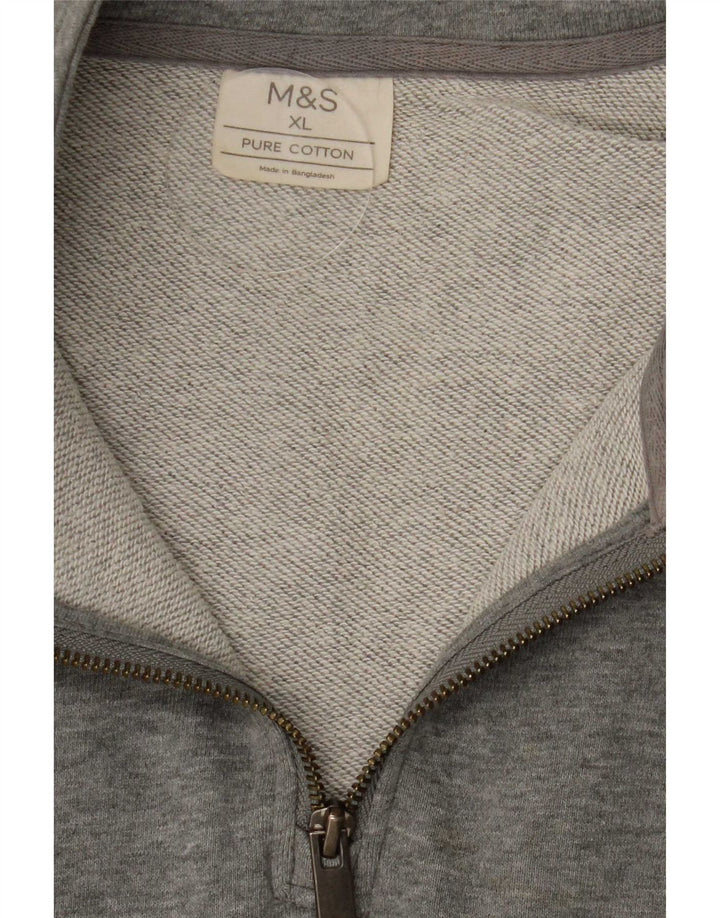 Suéter masculino Marks & Spencer com zíper e gola XL algodão cinza