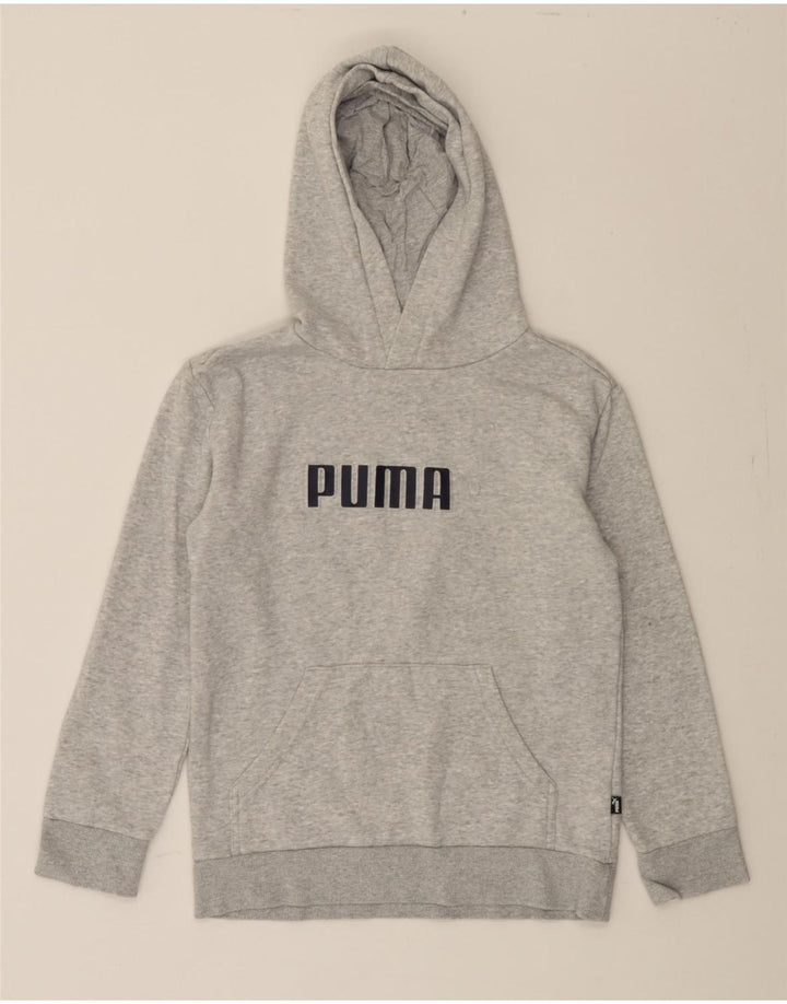 PUMA Boys Graphic Hoodie Jumper 11-12 Years Grey Cotton Vintage Puma and Second-Hand Puma from Messina Hembry 
