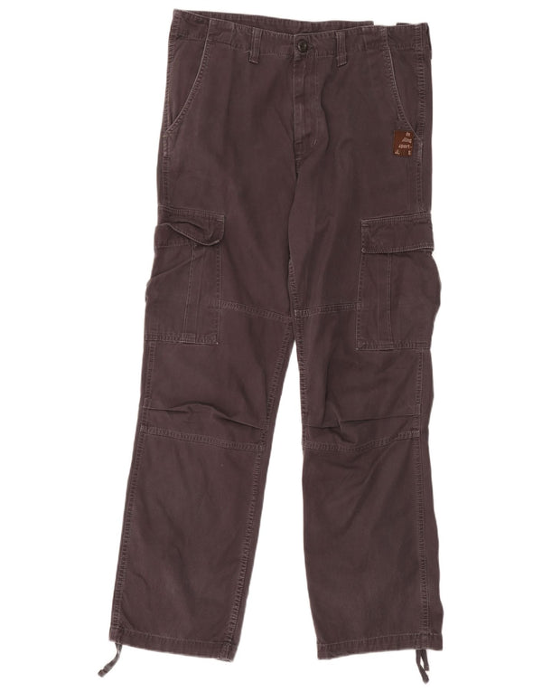 Carhartt Mens Straight Cargo Calças W34 L34 Algodão Cinza