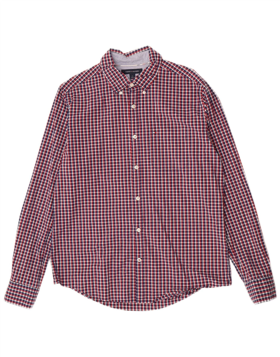 Camisa masculina Tommy Hilfiger Slim Fit média de algodão xadrez multicolorido