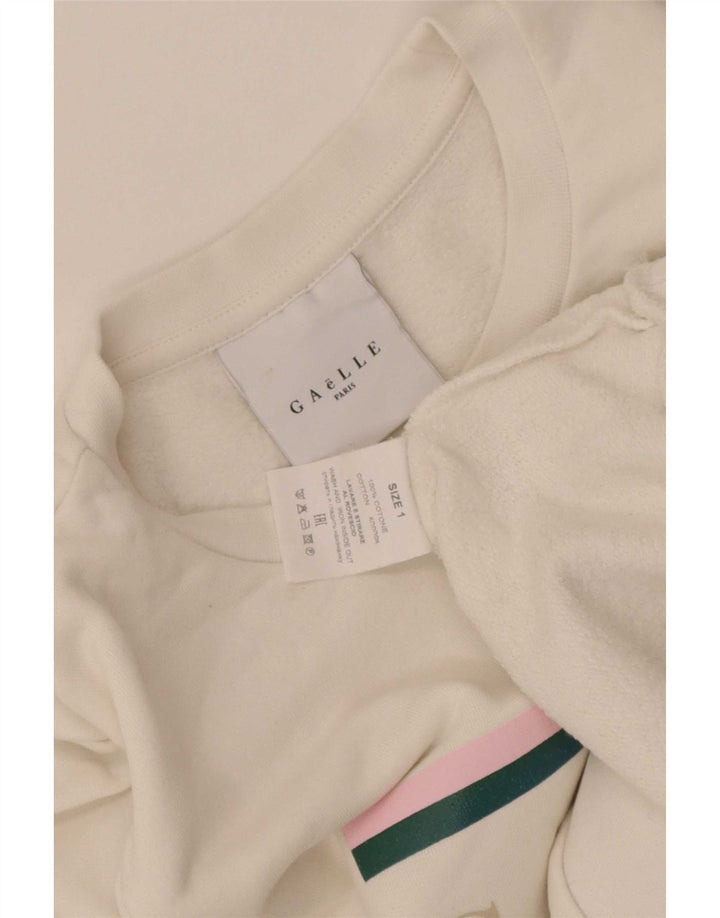 Suéter gráfico feminino Gaelle UK 14 algodão branco médio