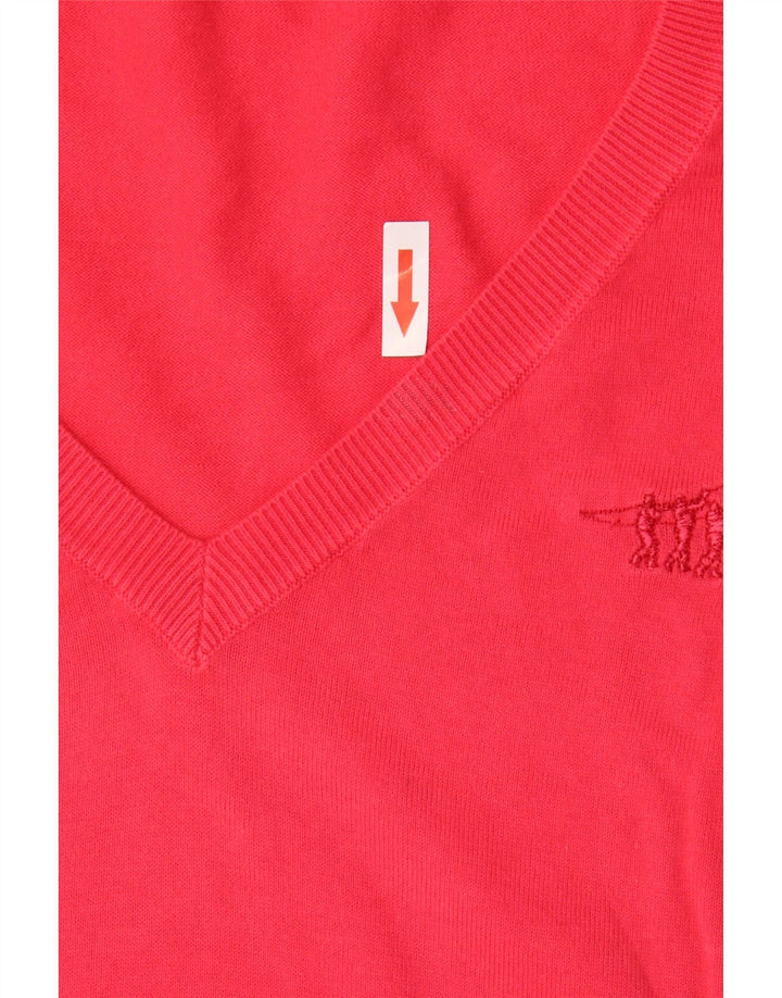 Suéter feminino Henry s manga curta com decote em V IT 44 vermelho médio