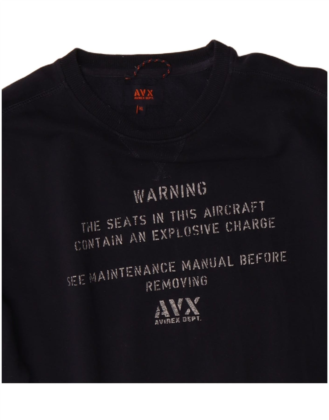 Suéter gráfico masculino Avirex XL algodão azul marinho