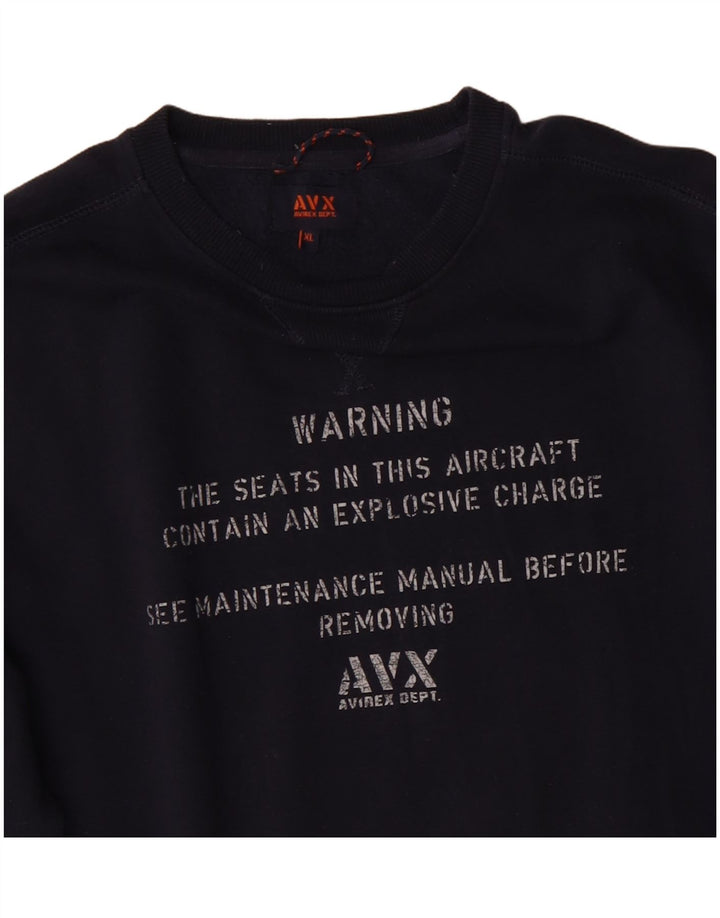 Suéter gráfico masculino Avirex XL algodão azul marinho