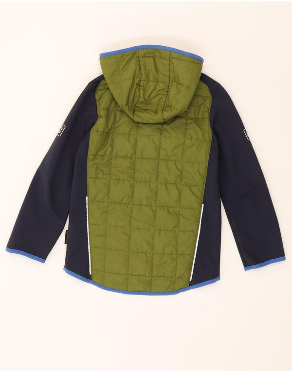Jaqueta acolchoada com capuz para meninos Jack Wolfskin 7-8 anos verde colorblock