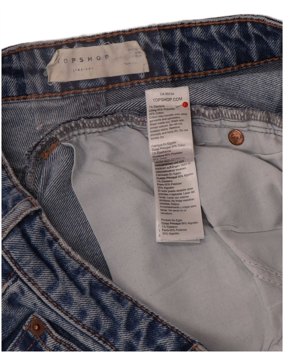 Jeans retos femininos Topshop W30 L26 azul poliéster