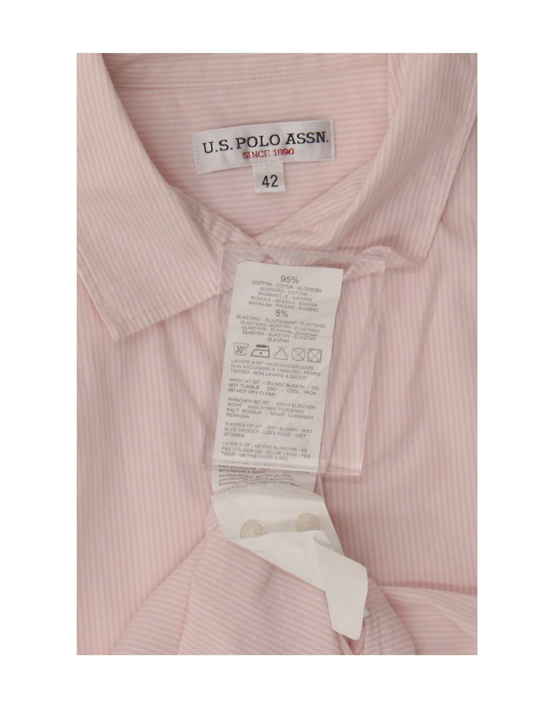 US Polo Assn. Camisa Feminina IT 42 Média Listrada Rosa Algodão