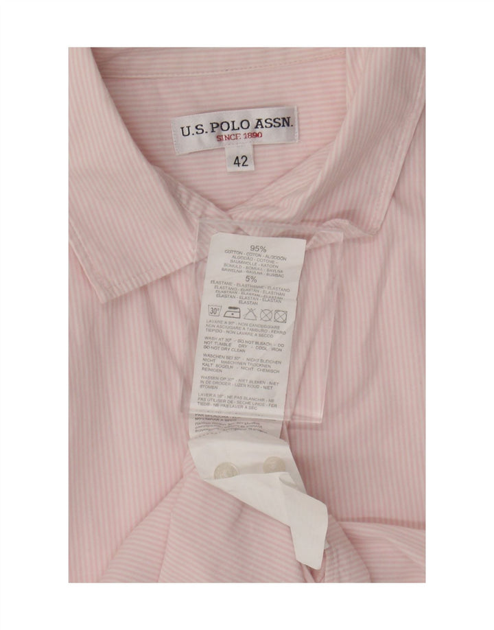 US Polo Assn. Camisa Feminina IT 42 Média Listrada Rosa Algodão