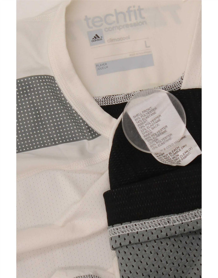 Camiseta Adidas Masculina Compression Graphic Top Grande Bloco de cores branco
