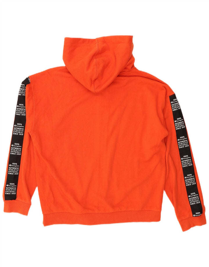 CHAMPION Suéter feminino com capuz e zíper gráfico UK 18 XL laranja bloco colorido