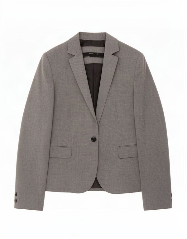 Jaqueta blazer feminina Zara com 1 botão EU 42 grande cinza houndstooth poliéster