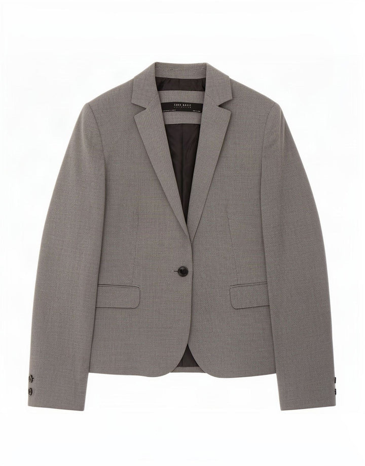Jaqueta blazer feminina Zara com 1 botão EU 42 grande cinza houndstooth poliéster
