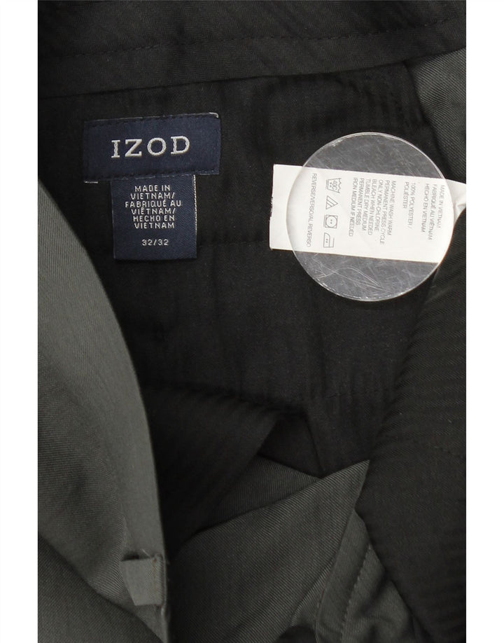 Calça Chino Izod Masculina Reta W32 L32 Poliéster Cinza