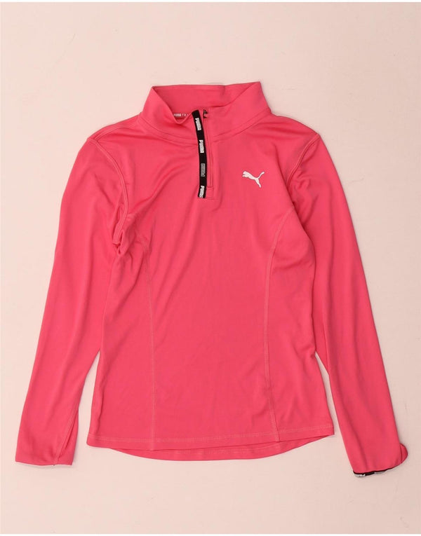 Puma Girls Zip Neck Pullover Tracksuit Top 9-10 Years Pink