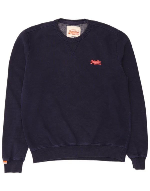 Superdry moletom masculino jumper grande algodão azul marinho