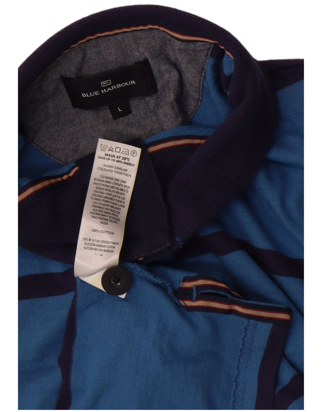 Suéter masculino Marks & Spencer Blue Harbor com listras azuis grandes