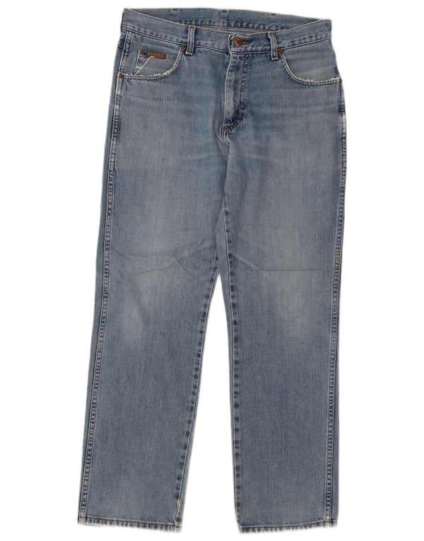 Wrangler Mens Straight Jeans W33 L30 Azul Algodão