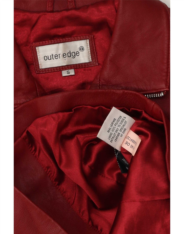 Jaqueta de couro feminina Outer Edge UK 10 pequena vermelha