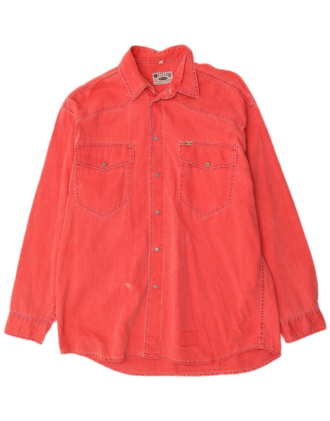 Camisa jeans masculina Mustang médio vermelho