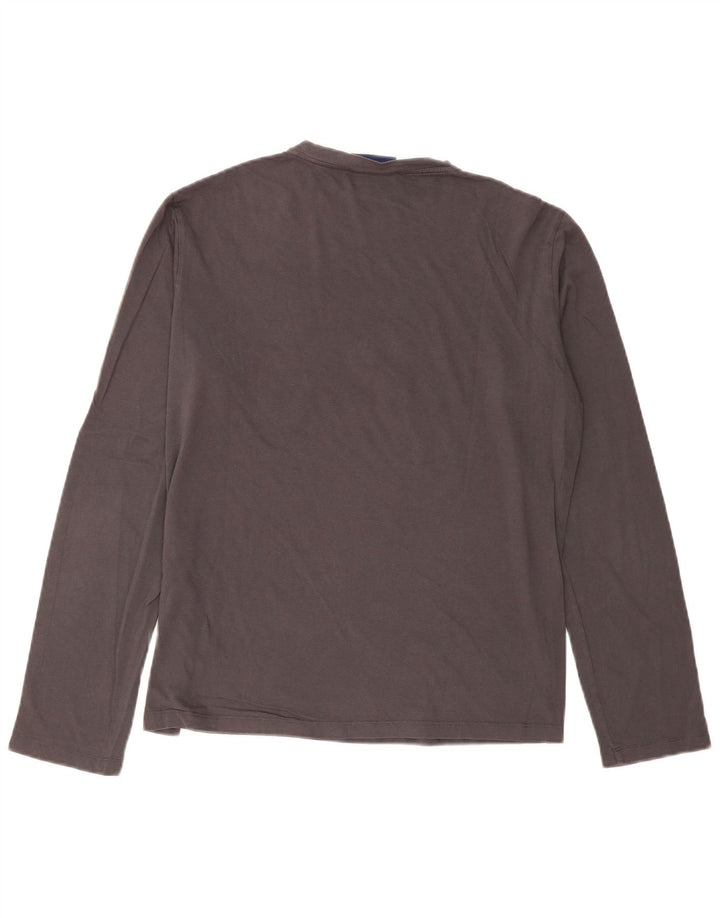 Trussardi Jeans Mens Gráfico Top Manga Longa Grande Algodão Cinza