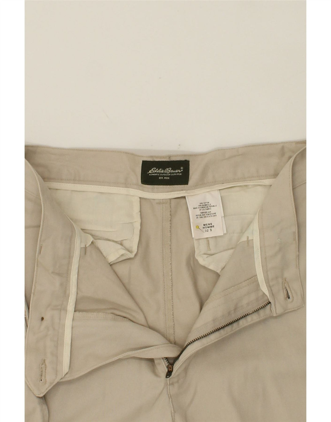EDDIE BAUER Mens Straight Chino Trousers W32 L23 Beige Cotton Vintage Eddie Bauer and Second-Hand Eddie Bauer from Messina Hembry 