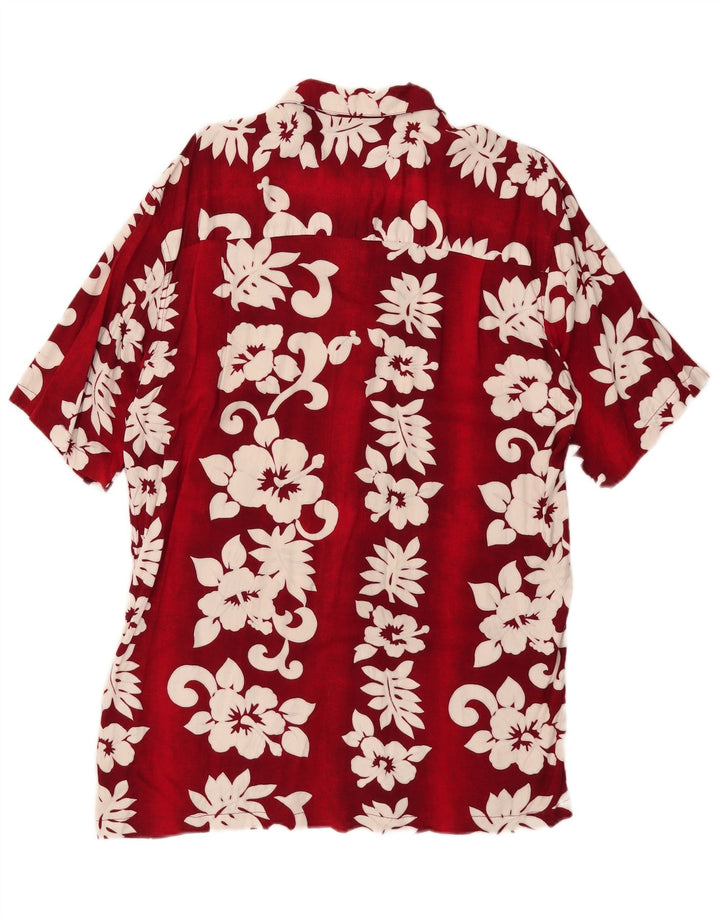 Camisa masculina de manga curta Karmakula média vermelha floral rayon