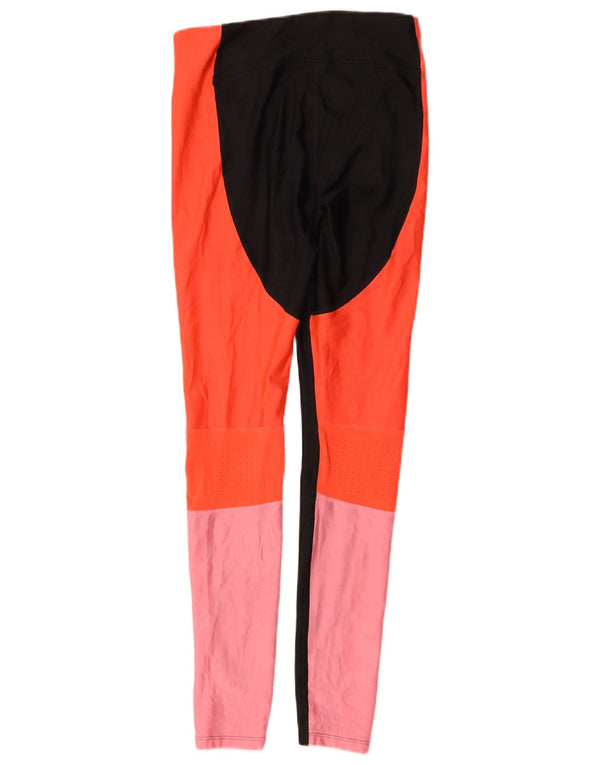 Under Armour Womens Heat Gear Leggings UK 8 pequeno bloco colorido multicolorido