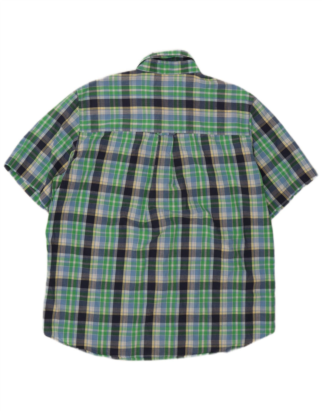 Camisa masculina de manga curta Chaps Easy Care de algodão xadrez verde grande