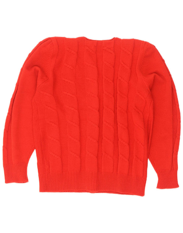 Suéter Cardigan Feminino Vintage Reino Unido 14/16 Poliacrílico Vermelho Médio