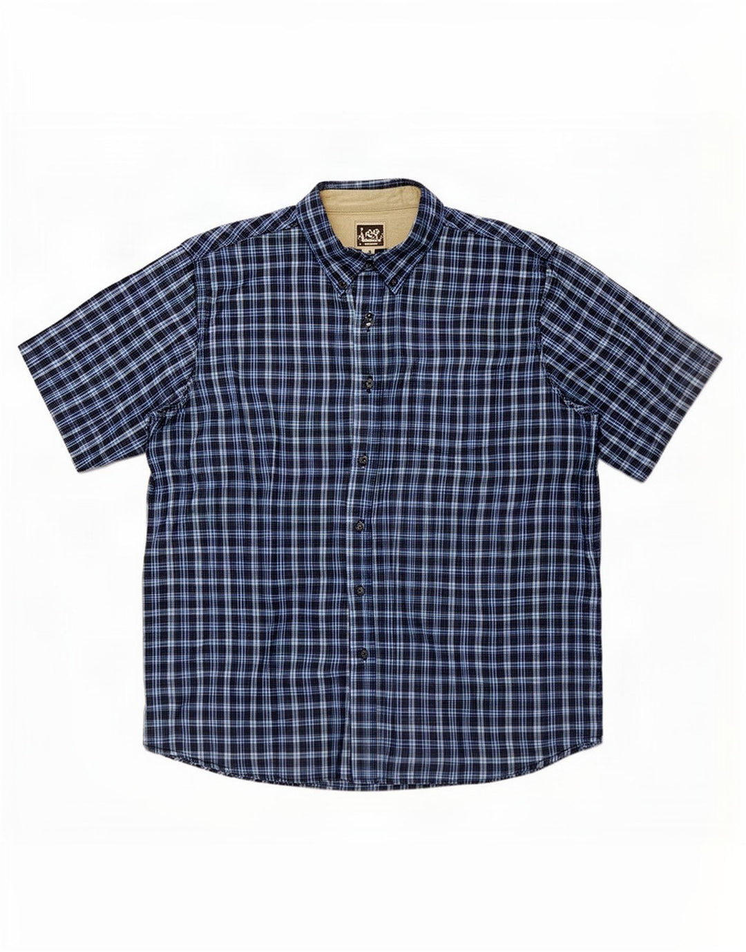 Camisa masculina de manga curta Lee 2XL algodão xadrez azul marinho