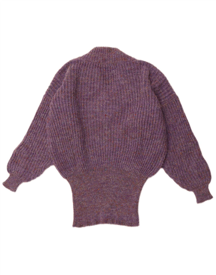 Suéter feminino VINTAGE grande com decote em V Reino Unido 16 grande roxo manchado
