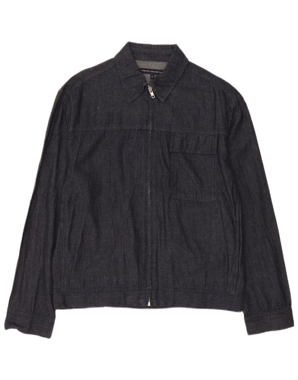 Jaqueta bomber jeans masculina French Connection Reino Unido 40 algodão azul marinho grande