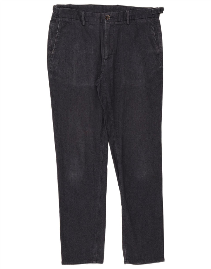 Calça Chino Masculina Massimo Dutti EU 42 Grande W32 L30 Azul Marinho Espinha de Peixe