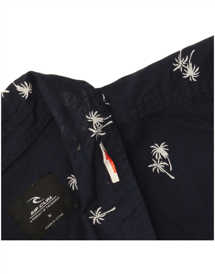 Rip Curl Camisa masculina de manga curta com padrão abstrato azul marinho médio havaiano