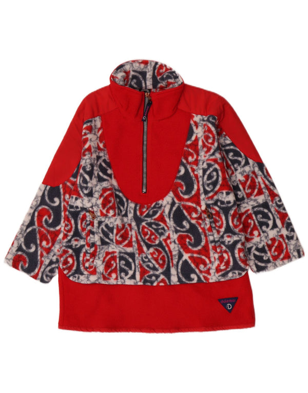 Suéter de lã feminino VINTAGE com gola e zíper Reino Unido 16 grande vermelho Paisley