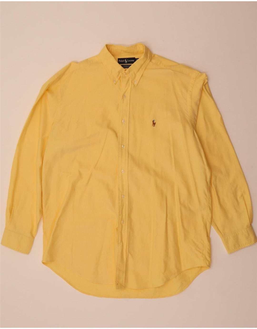 Camisa masculina Yarmouth RALPH LAUREN tamanho 16 1/2 grande algodão amarelo