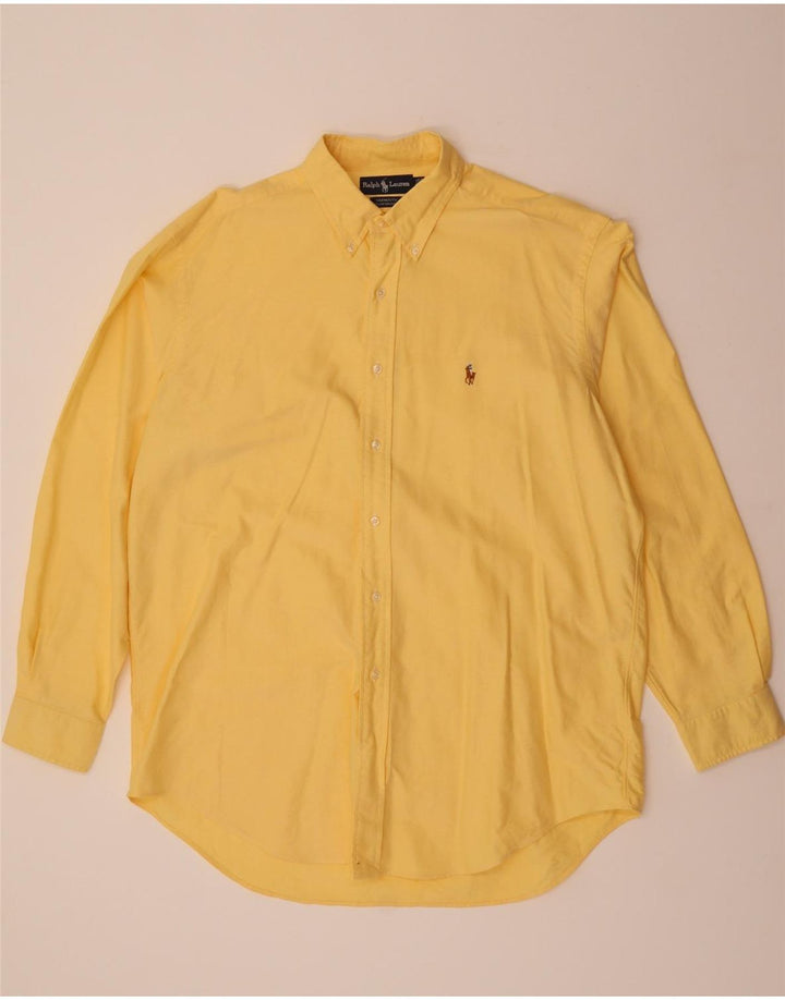 Camisa masculina Yarmouth RALPH LAUREN tamanho 16 1/2 grande algodão amarelo