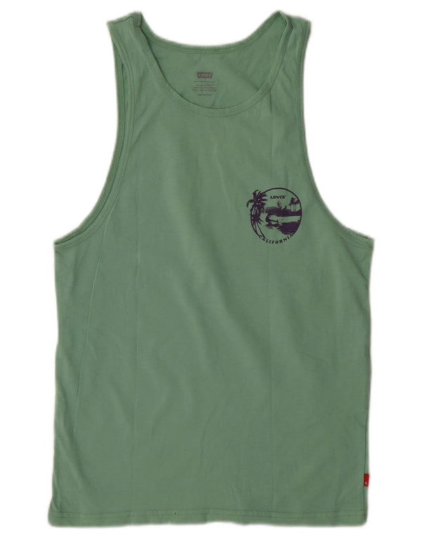Top colete gráfico feminino Levi's UK 6 XS algodão verde