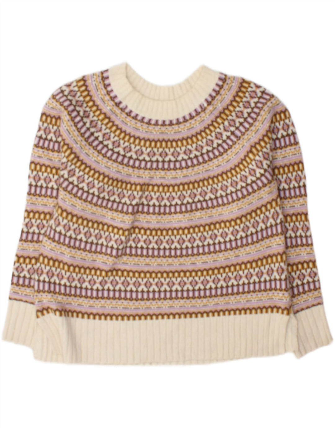 Suéter feminino Fat Face com gola canoa UK 12 médio multicolorido