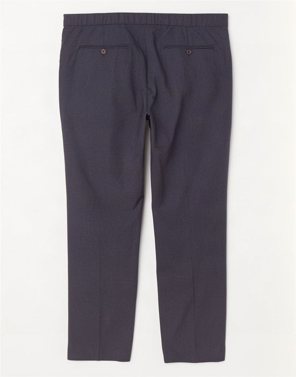Calça masculina de terno reto Marks & Spencer W40 L29 azul marinho Houndstooth