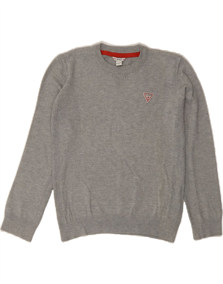 GUESS Girls Crew Neck Jumper Sweater 9-10 Years Grey Cotton Vintage Guess and Second-Hand Guess from Messina Hembry 