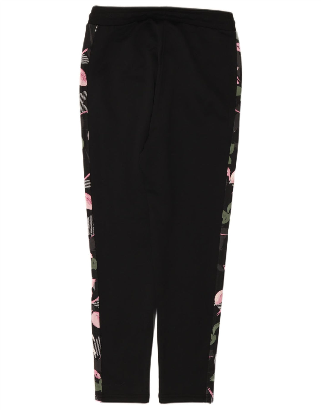 Calça de treino feminina Puma UK 10 pequena preta floral poliéster